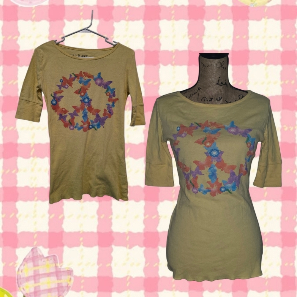 Vintage Fairycore Top Peace Sign Y2K Size Medium - Picture 2 of 5